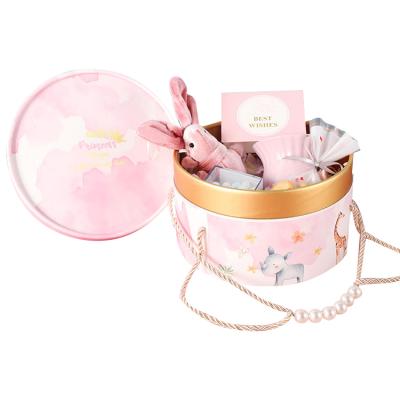 China Various Materials Widely Used Round Paper Gift Boxes Recycled Cardboard Wholesale Gift Boxes With Handle for sale