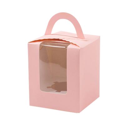 China Recycled Materials Food Cake Packaging Box Cardboard Biodegradable Paper Gift Box With Handles for sale