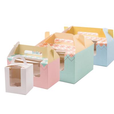 China Recycled Packaging Materials Large Capacity Cardboard Promotional Folding Cake Boxes With Window for sale