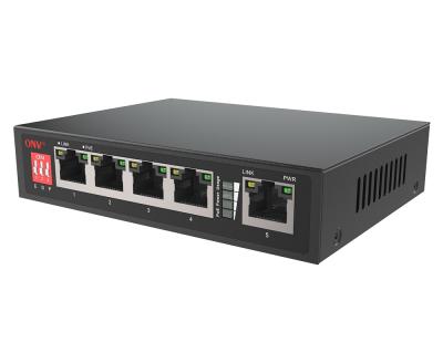 中国 CCTV Security System ONV 5 Port 10/100M AI PoE Unmanaged Switch with 4*10/100M PoE Port and 1*10/100M Uplink RJ45 Port 販売のため