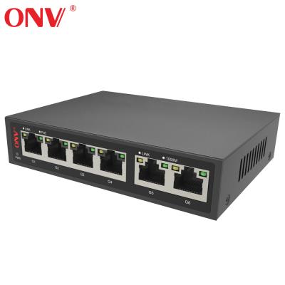 China CCTV Security System Network Switch Brands 6 Port PoE Switch with 2 Gigabit Uplink Ports and 4 Gigabit PoE Ports for Video Surveillance en venta