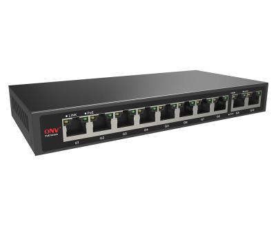 China Unmanaged POE ONV Port Maker 8 100/1000M PoE Switch with 2*100/1000 uplink port cctv poe switch for IP camera for sale