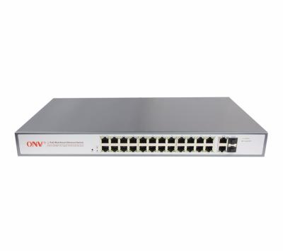 China LACP ONV brand 26 gigabit port uplink managed fast ethernet switch poe for cctv ip camera (ONV-POE31024PFM) en venta