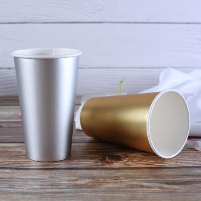 China Hot Stamping Disposable Coffee Gold Silver Color Disposable Paper Cup for sale