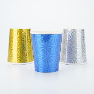 China Single Wall Party Tableware Gold Foil Disposable Paper Cup/Coffee/Tea Paper Cup for sale