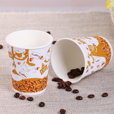 China Single Wall 8oz Customized Logo Hot Drink Ripple Paper Corrugated Coffee Mugs for sale