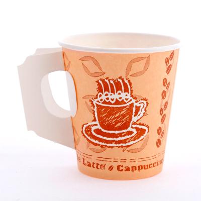 China Customized Logo Coffee Single Wall Single Wall Paper Cup With Handle for sale