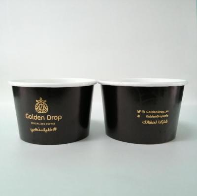 China Disposable Ice Cream Paper Cup with Black Bottom and Gold Foil for sale