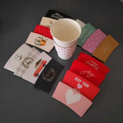 China Disposable Custom Logo Print Kraft Paper Coffee Cup Sleeve for sale