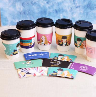 China Wholesale Disposable Disposable Coffee Cup Sleeve Cardboard Cup Paper Printing Sleeve for sale