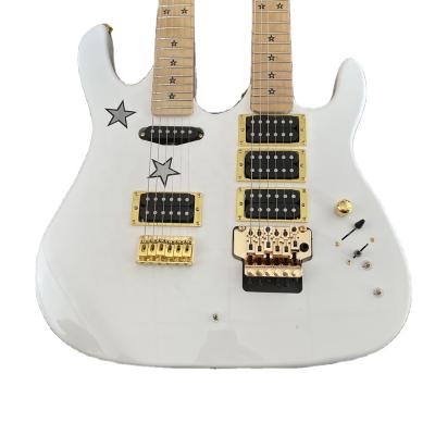 China Basswood Free Carry, Double Head Electric Guitar, White Body Gold Accessories, Maple Fingerboard, Guitar Can Be Customized Acc for sale