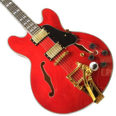 China Bigsby Jazz Electric Guitar Basswood Hollowbody Jazz Electric Guitar 335 Style Body Cavity Maple Top 1 Buyer for sale