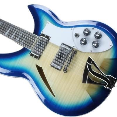 China Custom 12 String JZ Bass Wooden Electric Guitar in Sunburst Color with Flamed Maple Top for sale