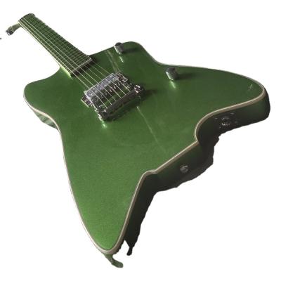 China Wholesale Amazon 38 Inch Electric Guitar HH Pickup Metal Rock Electric Guitar Green Hot Selling Headless for sale