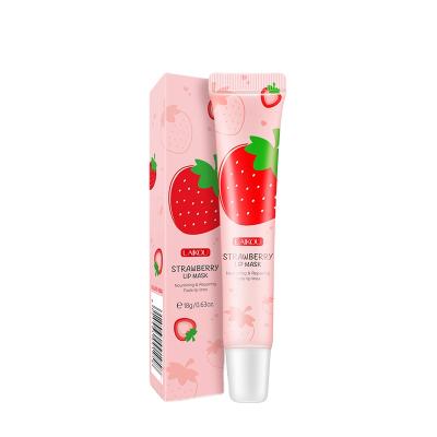 China Waterproof Hot Selling Own Brand Moisturizing Lip Care Cream Nourishing Strawberry Scent Moisturizing Lip Mask for sale