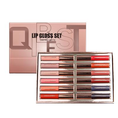 China QIBEST Makeup Waterproof Matte Matte Non-stick Cup New Product Lipstick Gift Box Set Lip Gloss for sale