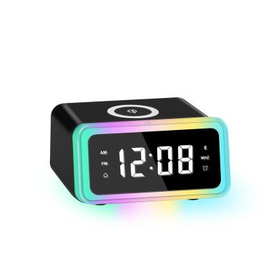 China Multi Function Smartphone Bedside Night Stand Light RGB Light with Wireless Speaker,Wireless Charger Alarm Clock Bedroom Desk for sale