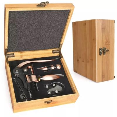 China Viable Hot Selling Luxury Wooden Box Rabbit Accessories Wine Corkscrew Opener Gift Set for sale