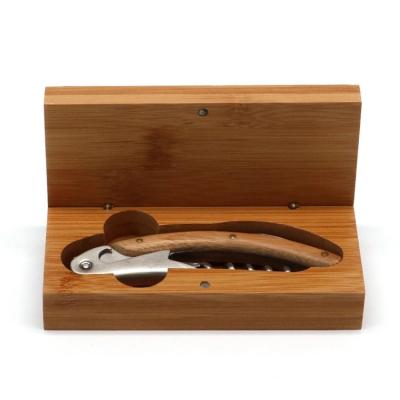 China Viable Custom Logo Printed Premium Unique Wine Bottle Opener Bamboo Corkscrew Business Gift Sets for sale