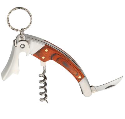 China Custom Engraved Corkscrew Stocked Logo Corkscrew Wine Bottle Opener Stainless Steel Corkscrew Wood Handle Waiter for sale