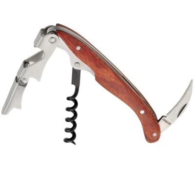 China Hot Selling Portable Bar Stocked Tools Wood Waiter's Friend Corkscrew Openers Wine Head Bottle Opener for sale