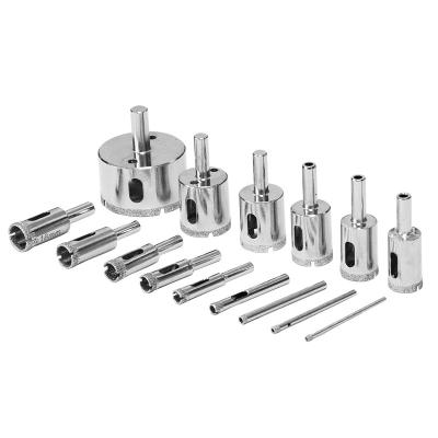 China Drill Bit 15pcs Hole Saw Diamond Drill Bit Hollow Core Drill Bit Set for Diamond Coating for Ceramic Tile Glass Marble for sale