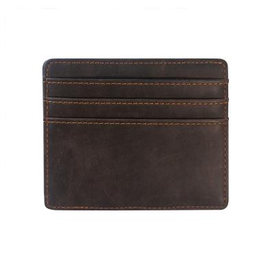 China Factory Custom Anti-theft RFID Blocking Genuine Leather Slim Minimalist Men's Card Holder Wallet Elastic Band Money Magic Clip QB1008-2 for sale