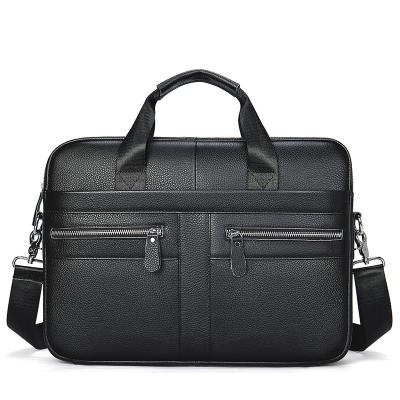 China Custom PU Men's Portable Leather Briefcase Briefcase Business Briefcase Leather Laptop Bags Large Capacity Leather Handbag WJB010-1 for sale