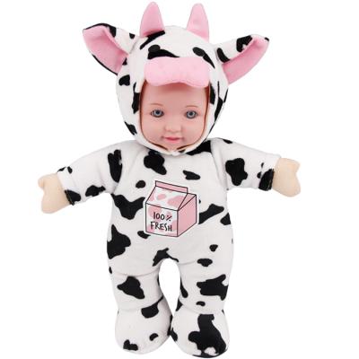 China Mini Toy Wholesale Cute Soft Cotton Baby Cow Doll Animal Toys with 4 Sounds for sale