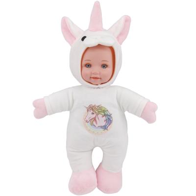 China Mini Toy Wholesale Cute Soft Cotton unicorn baby doll animal toys with 4 noises two color boxes matched for sale