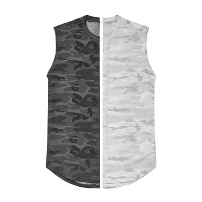 China Custom LOGO Men's Gym Sleeveless Shirts QUICK DRY With Color Sports Bodybuilding Summer Camouflage Top Wear Vest for sale