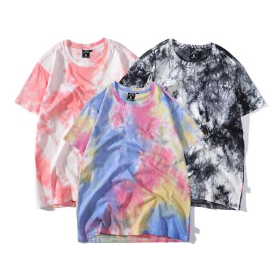 China Anti-wrinkle summer unisex tie dyed t shirts with cotton fabric loose fit top wearing for men and women hipster t shirts for sale