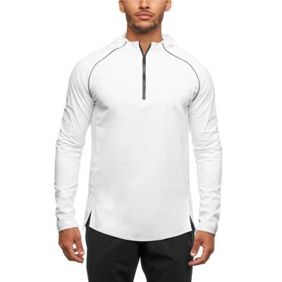 China Anti-wrinkle outdoor sports using Mens Hoodies with half zipper and reflective stripe LOGO Acceptable Hiking Sweatshirt Hoodies custom made for sale