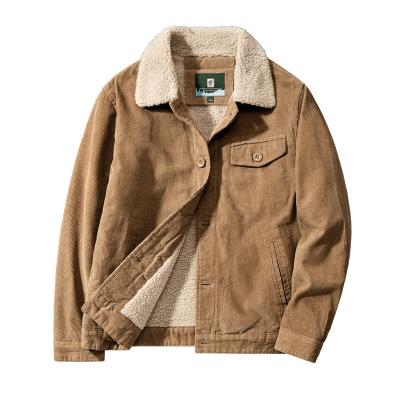 China Men's Breathable Corduroy Winter Jackets With Turned-Down Collar And Poly Fleece Lining Inside Large Size Stylish Winter Corduroy Jacket for sale