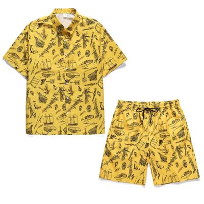 China Breathable Beach Style Men Clothing Sets With Prints Summer Shorts Set With Casual Shirts And Shorts for sale