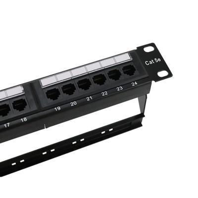 China Cabinet Wiring For Five RJ45 24 Interface Network Connection Super High Quality Black UTP Cat5e Patch Panel Ports 110 Dual IDC PATCH PANEL for sale