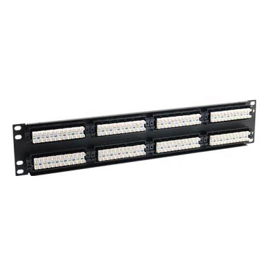 China Network Cabling System 1U 2U UTP Patch Panel Rack 48 Port Patch Panel With Cat5e Cat6 RJ45 Keystone Jack for sale