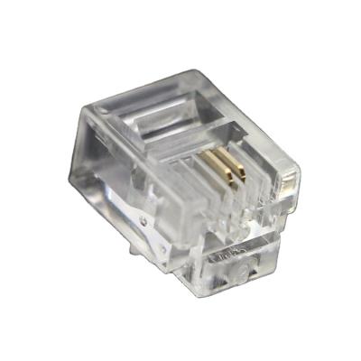 China RJ11 CAT3 UTP 6P2C Network Connector Transparent Crimp Network Security Modular Plug For Telephone And Network for sale