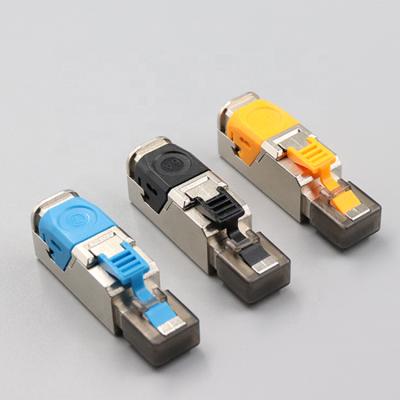 China Hot Selling Network Cat 8 Cat 7 Cat 6A Network RJ45 Connectors Machine Jack Shielding Metal Die-Cast Field Free Easy Termination Plug for sale