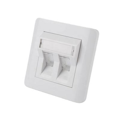 China Newest Design Faceplate 2 Port 86 Type White Wall Faceplate 2 Port With Shutter 86*86mm for sale