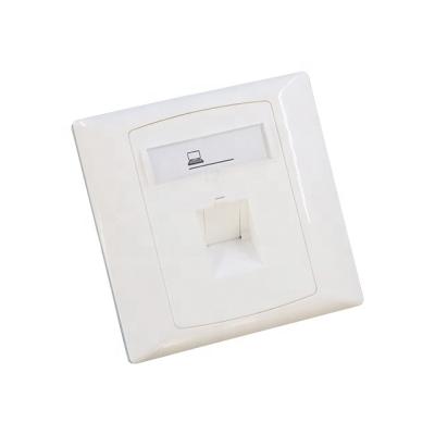 China 45 Angled 86*86 Angled Single Port Type 45 RJ45 Network Faceplate Wall Plate 1 Port for sale