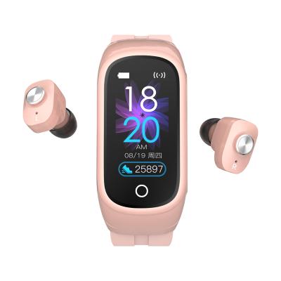 China MP3 playback CACGO N8 radio 2 in 1 smart watch with tws earphone Heart Rate Blood Pressure Sleep Monitor men women smartwatch for sale