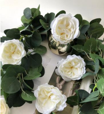 China Wholesale Beautiful Ivory Colored Austin Rose Flower Silk Cabbage Artificial Rose Heads Flower For Wedding Party Home Decoration for sale