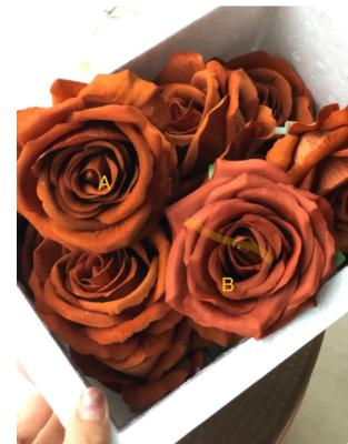 China Wedding Wholesale Celebration Rust Orange Rose Flowers Fake Artificial Rose Flower For Wedding Centerpieces Layout for sale