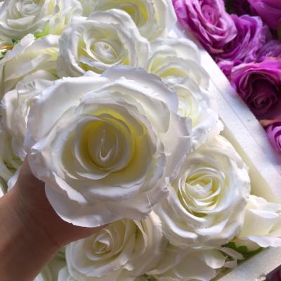 China Celebration 10cm Large Ivory Artificial Rose, Wedding Rose Head Flower, Blush Artificial Flowers for Wedding Decoration Bouquets Centerpieces Flowers for sale