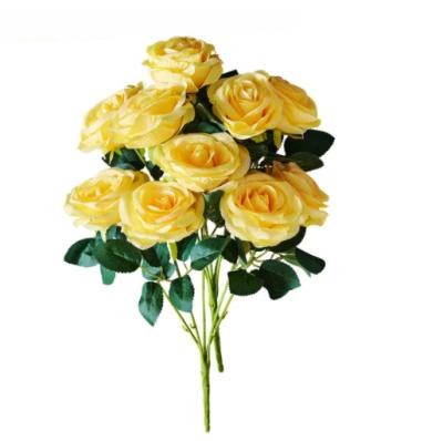 China Wholesale Beautiful Colorful Silk Flowers Rose Artificial Flowers Bouquet Decorative for Wedding Home Decor for sale