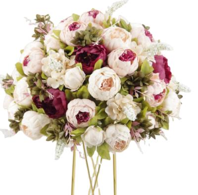 China Luxury Artificial Flower Ball Wedding Table Centerpieces Flower Artificial Peony Rose Floral Ball for Wedding Layout Decoration for sale