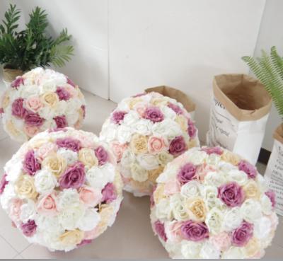 China Luxury Artificial Flower Ball Table Centerpieces Hanging Kissing Flower Balls for Wedding Arrangement Decoration for sale