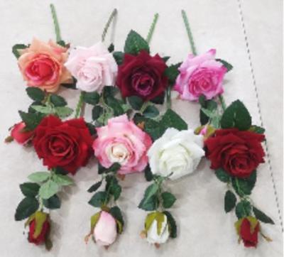 China Beautiful Colorful Hot Sale Artificial Velvet 2 Head Corner Rose Flower In Wholesale For Wedding Party Home Decor for sale