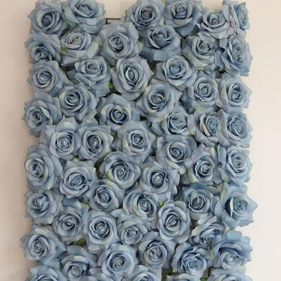 China Luxury Blue Rose Flower Wall High Quality Flower Wall Backdrop Panels For Wedding Background Home Decoration for sale